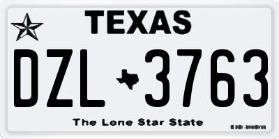 TX license plate DZL3763
