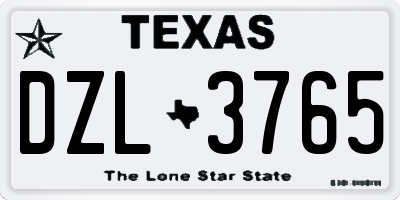 TX license plate DZL3765