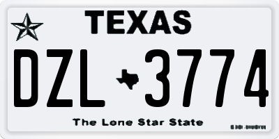 TX license plate DZL3774