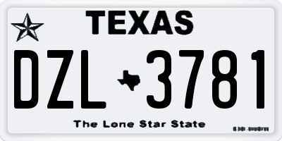 TX license plate DZL3781