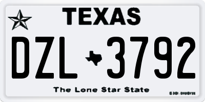 TX license plate DZL3792