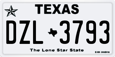 TX license plate DZL3793