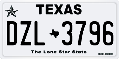 TX license plate DZL3796