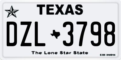 TX license plate DZL3798