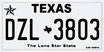 TX license plate DZL3803