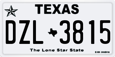 TX license plate DZL3815