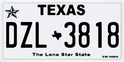 TX license plate DZL3818