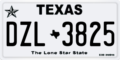 TX license plate DZL3825