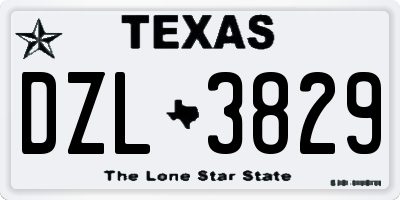 TX license plate DZL3829