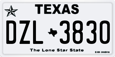 TX license plate DZL3830