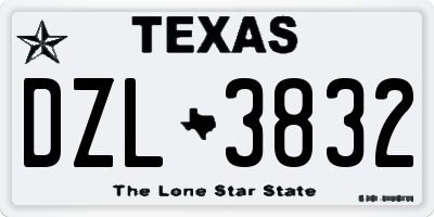 TX license plate DZL3832