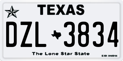 TX license plate DZL3834