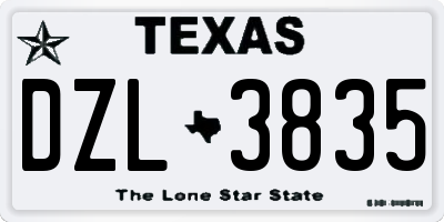 TX license plate DZL3835