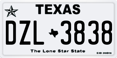 TX license plate DZL3838
