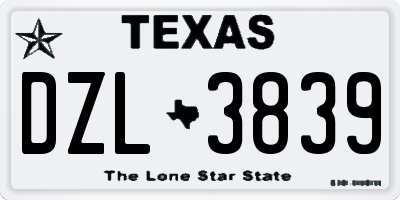 TX license plate DZL3839