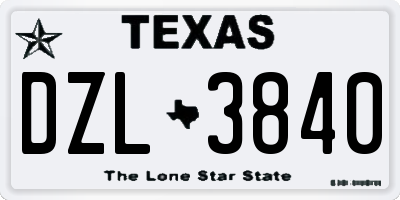 TX license plate DZL3840