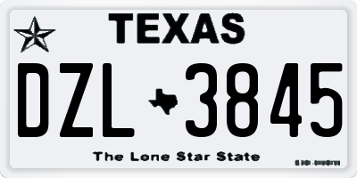TX license plate DZL3845