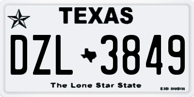TX license plate DZL3849