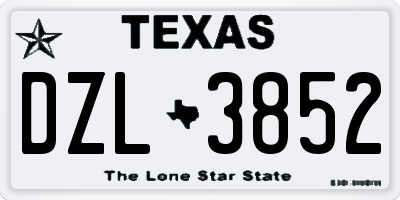 TX license plate DZL3852