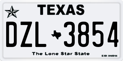 TX license plate DZL3854