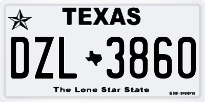 TX license plate DZL3860