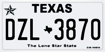 TX license plate DZL3870