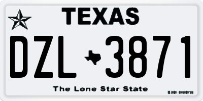 TX license plate DZL3871