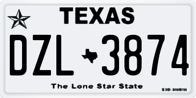TX license plate DZL3874
