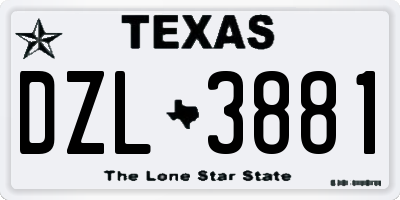 TX license plate DZL3881