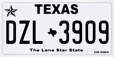 TX license plate DZL3909