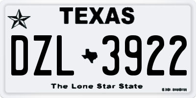 TX license plate DZL3922