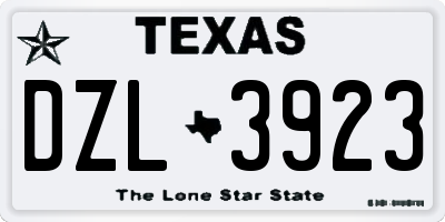 TX license plate DZL3923