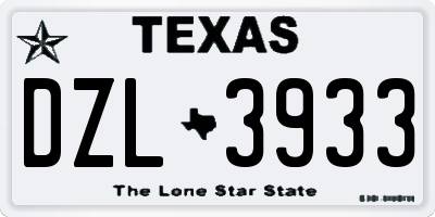 TX license plate DZL3933