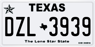 TX license plate DZL3939