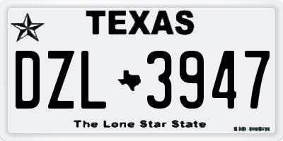 TX license plate DZL3947