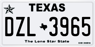 TX license plate DZL3965