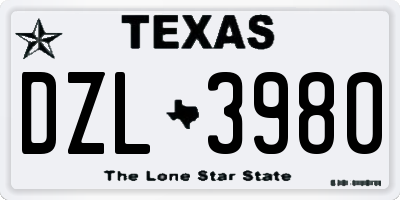 TX license plate DZL3980