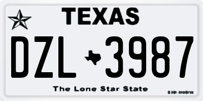 TX license plate DZL3987