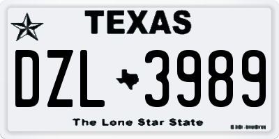 TX license plate DZL3989