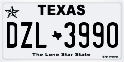 TX license plate DZL3990