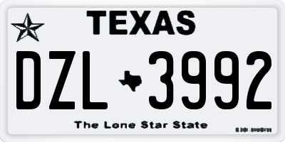 TX license plate DZL3992
