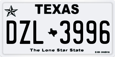 TX license plate DZL3996