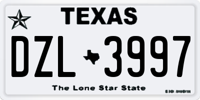 TX license plate DZL3997