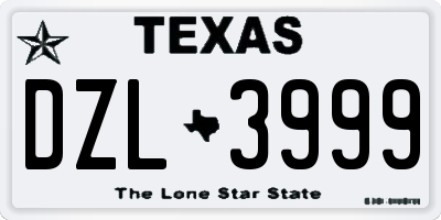 TX license plate DZL3999