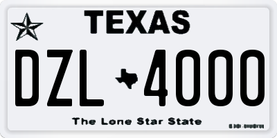 TX license plate DZL4000