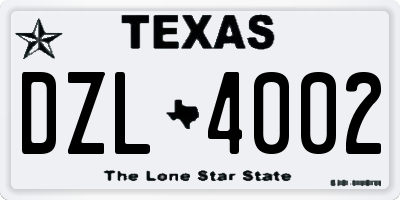 TX license plate DZL4002