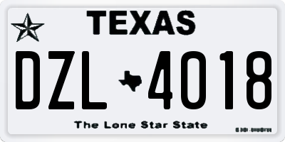 TX license plate DZL4018