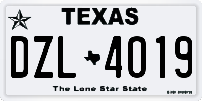 TX license plate DZL4019