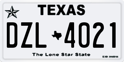 TX license plate DZL4021