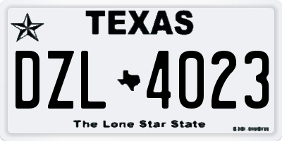 TX license plate DZL4023